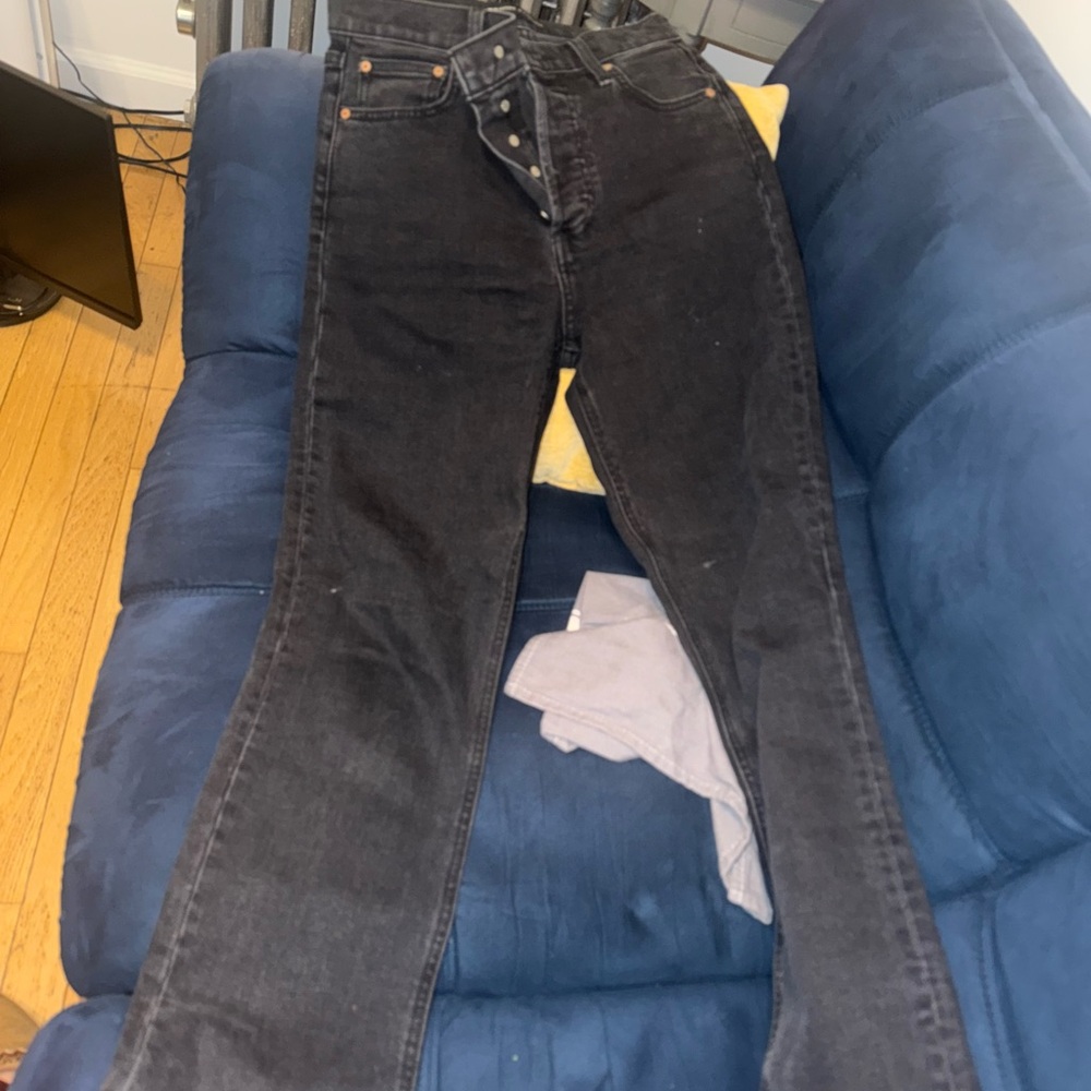 Denim Forum Black Straight Leg Jeans